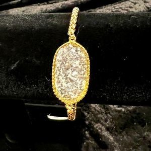 NWT Stunning Goldtone & Silver Stone Bracelet Slide Clasp Sizing 5” to 8”